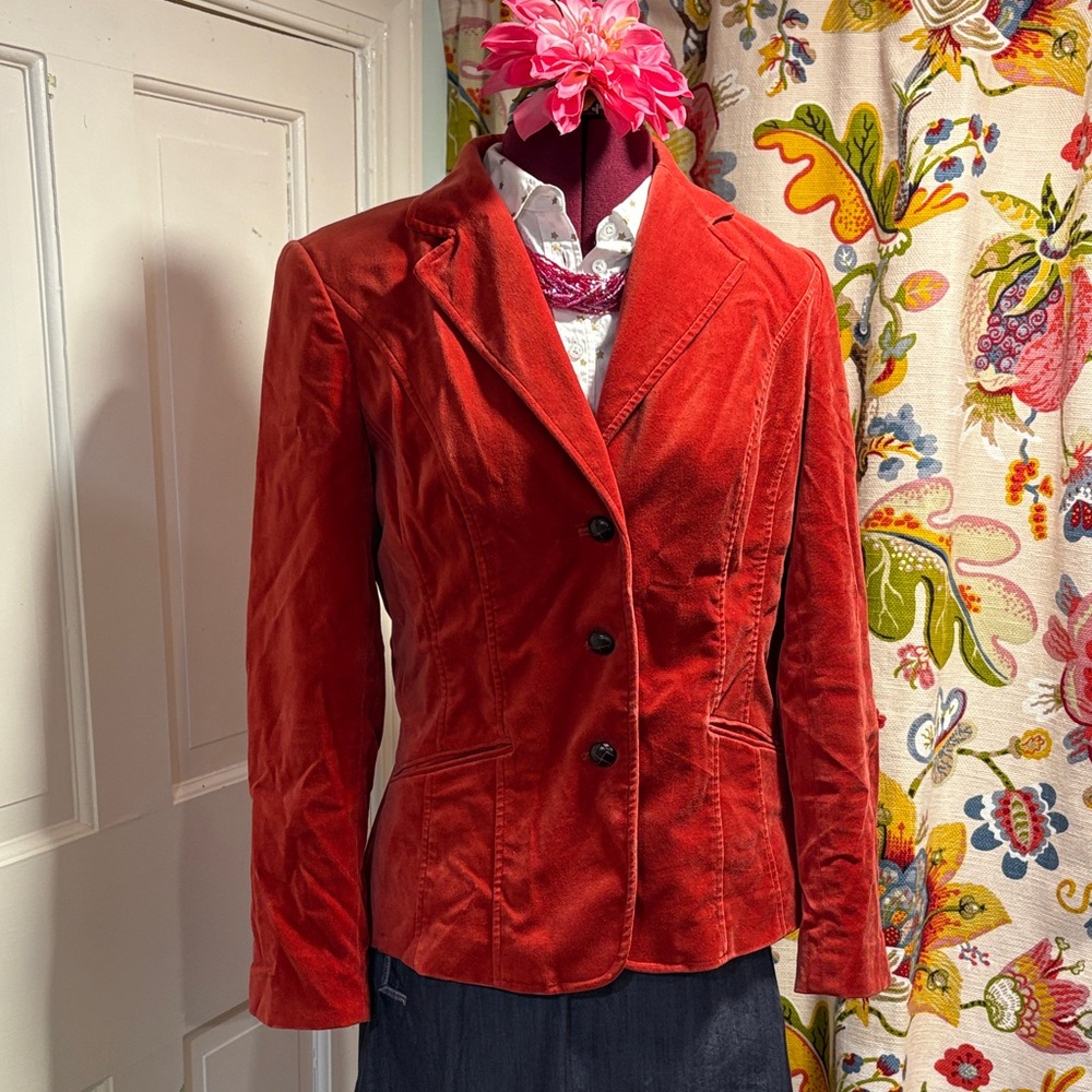 Peck & Peck Rich Pumpkin Velvet Blazer